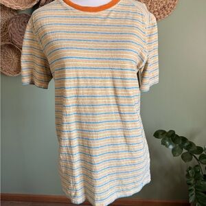 Vintage style Striped Shirt in Yellow and Blue